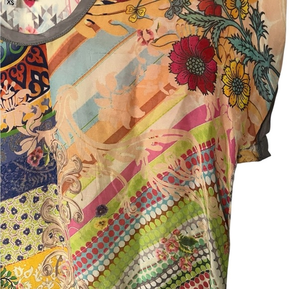 Johnny Was Cupra Rayon Multicolor Short Sleeve Tunic size XS - Picture 4 of 6